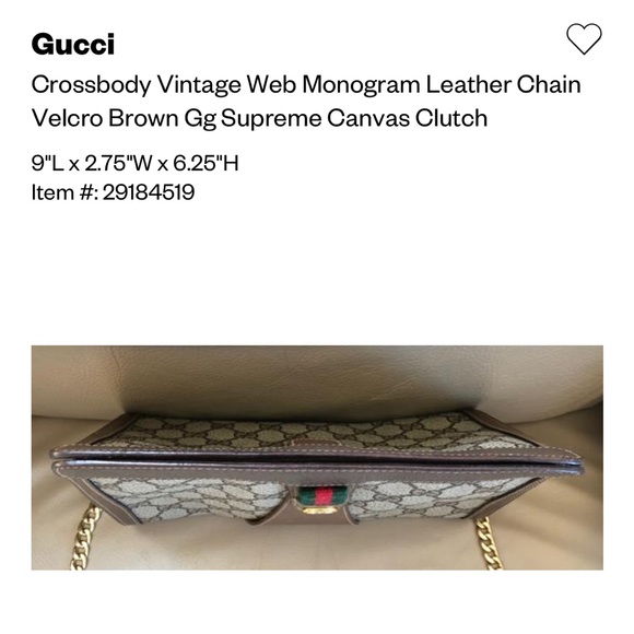 Gucci Web Monogram Canvas Brown Leather Clutch - Picture 6 of 8